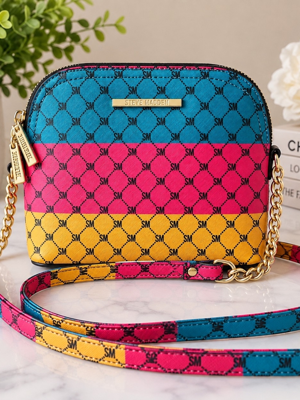 Steve Madden Colorblock Crossbody Bag in Teal, Pink & Yellow